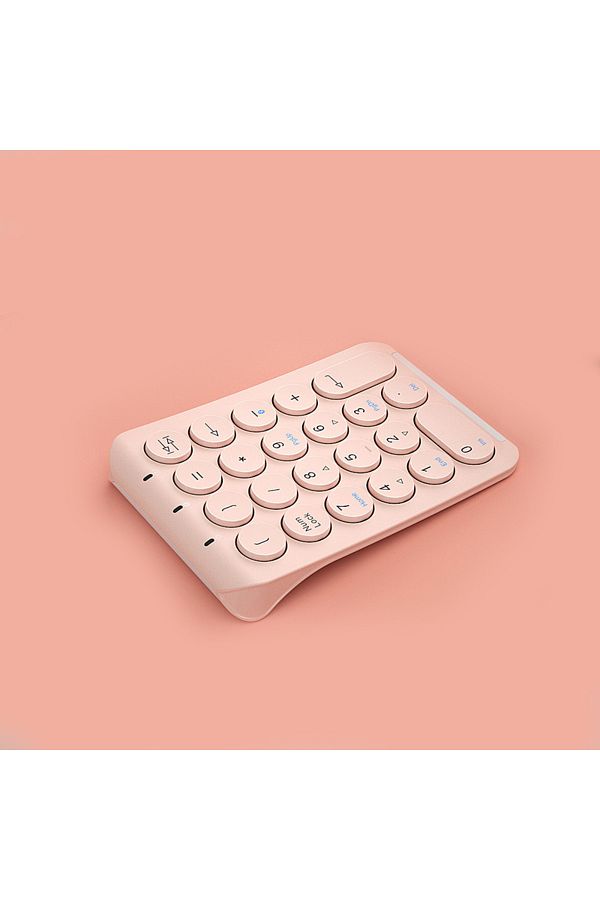 Choice-Pink BOW 22 Keys Wireless Number Pad Rechargeable Bluetooth Numeric Keypad Round Keycaps Numpad Numb 1