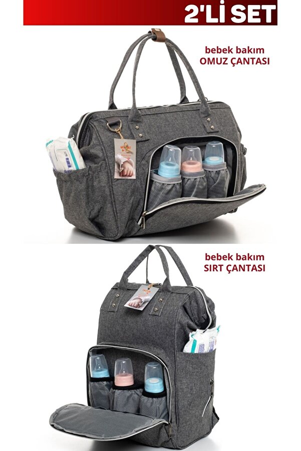 sahra bebek 2'li Bebek Doğum Seti(BEBEK BAKIM OMUZ ÇANTASI VE BEBEK BAKIM SIRT ÇANTASI)