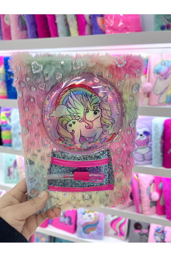 joyland-Sequin Pencil Plush A5 Notebook with 1 Unicorn Figure 1