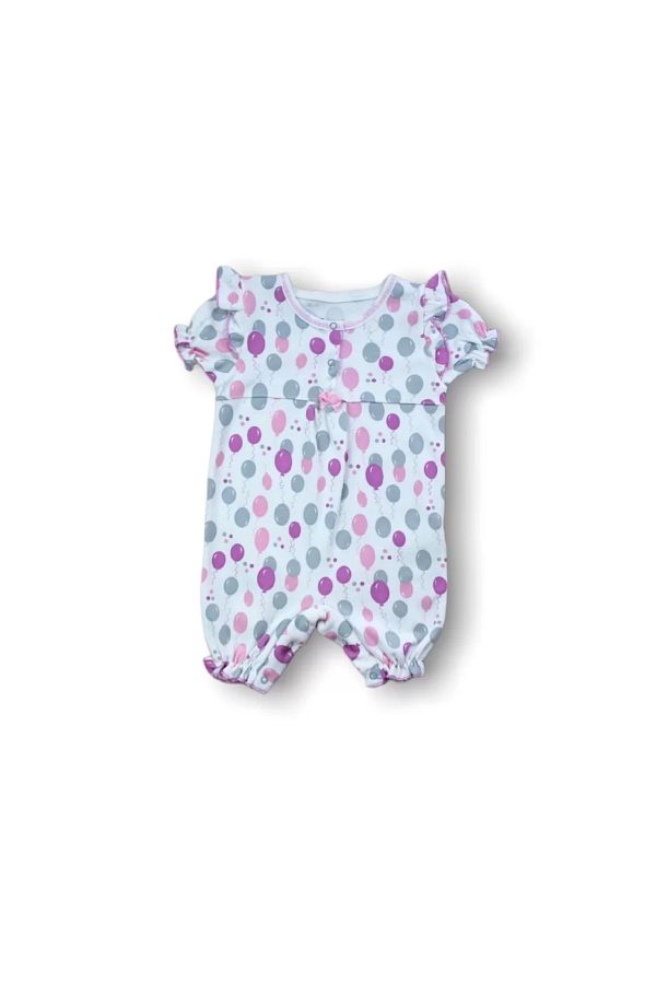 SGDİKEN BUTİK-9-12 12-18 18-24 Months Cemre Flying Balloon Printed Short Sleeve Baby Girl Jumpsuit 1