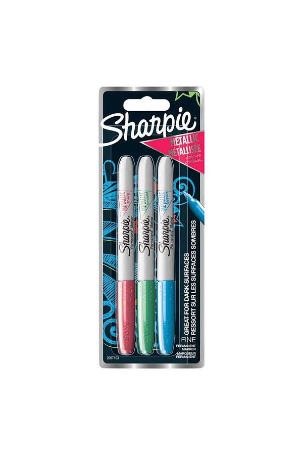 Sharpie-أقلام تحديد شاربي المعدنية الدائمة [3 ألوان] ياقوتي/أزرق/زمردي 1
