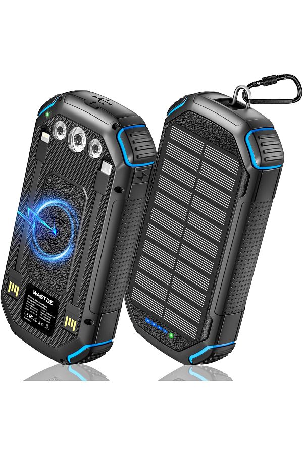 erorex-Solar Power Bank 26800Mah With 3 Cables Wireless Solar Charger 4 Outputs 3 Inputs 15W Usb C Fast 1