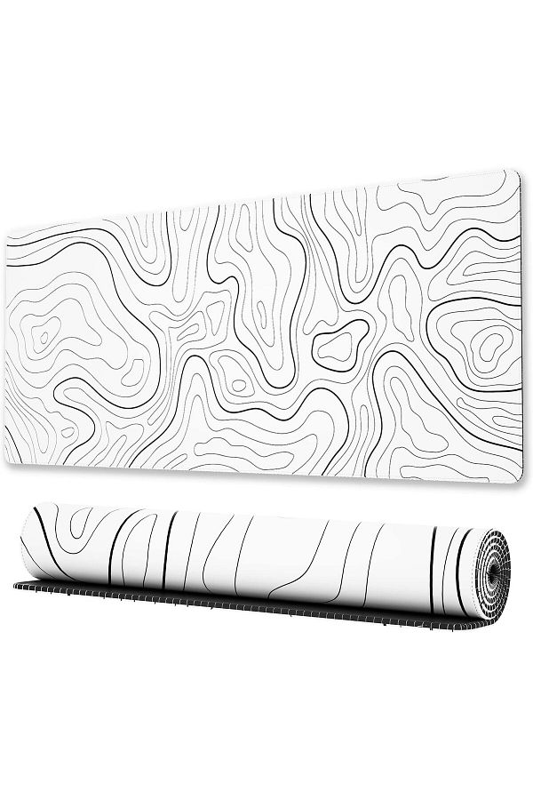 erorex-Large Gaming Mouse Pad With Stitched Edges Minimalist Topographic Map Desk Mat Extended Xl Mousepad 1