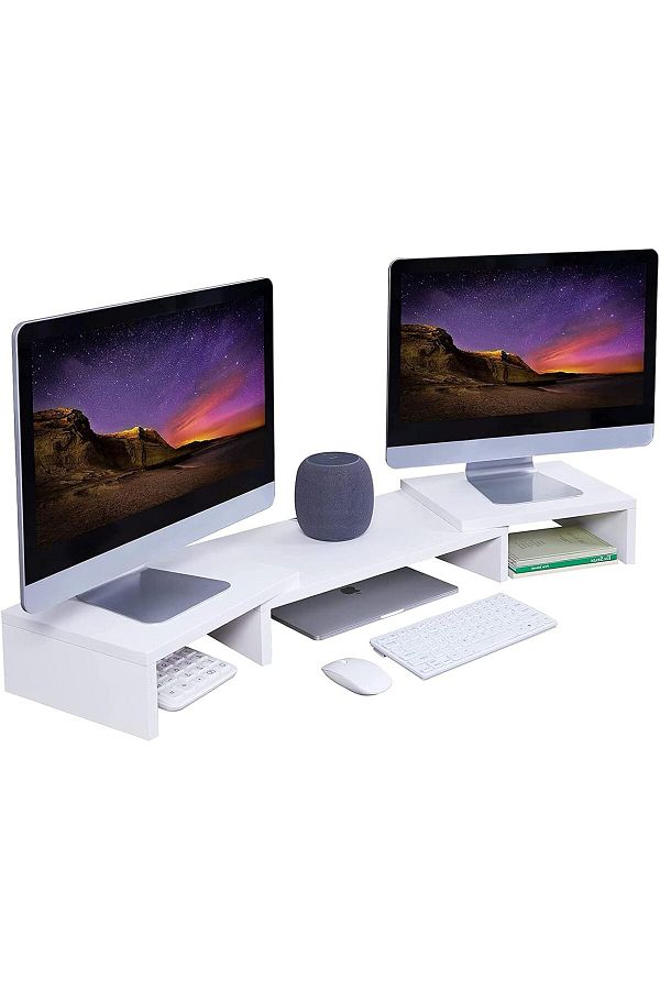 erorex-Dual Monitor Stand Riser For 2 Monitors Adjustable Length And Angle Multi Screen Stand 1