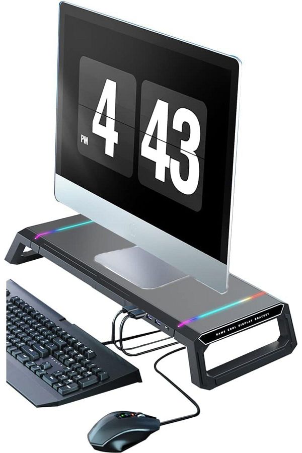 erorex-حامل شاشة كمبيوتر محمول قابل للطي مع 4 منافذ USB وحامل مكتب قابل للتعديل 1