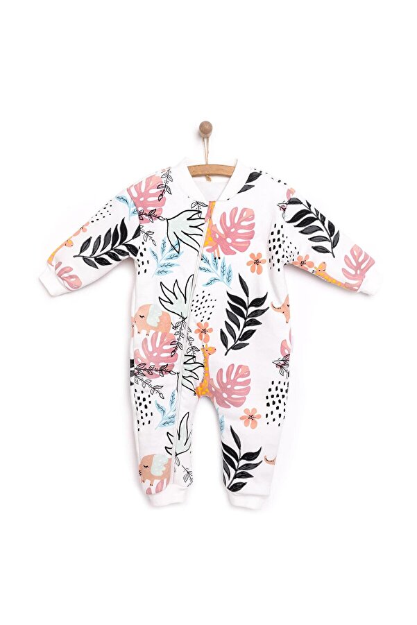 Little Plane Kız Bebek Uyku Tulum İnterlok Fermuarlı 2,5 Tog Bisiklet Yaka Uzun Kol Ekru