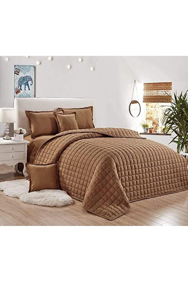 erorex-Compressed Two Sided 4 Pieces Comforter Set Twin Single Size Brown 1
