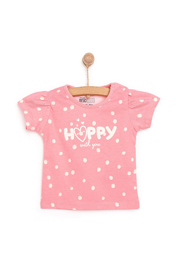 ebebek Hello Baby HelloBaby Basic Kız Happy Desenli T-Shirt Kız Bebek