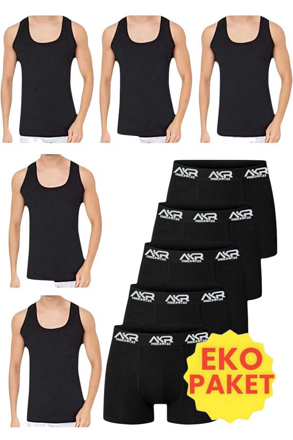 Tezzgelsin-Ανδρικό σετ μονό και μπόξερ 10 τεμαχίων Οικονομικό πακέτο Σετ μονό και μπόξερ 5 μονό και 5 μπόξερ 1