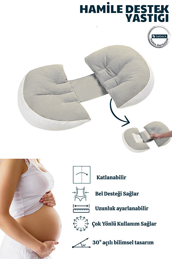 Bebeck Çok Fonksiyonlu Hamile Destek Yastığı Katlanabilir Ayarlanabilir Destekli Hamile Yastığı
