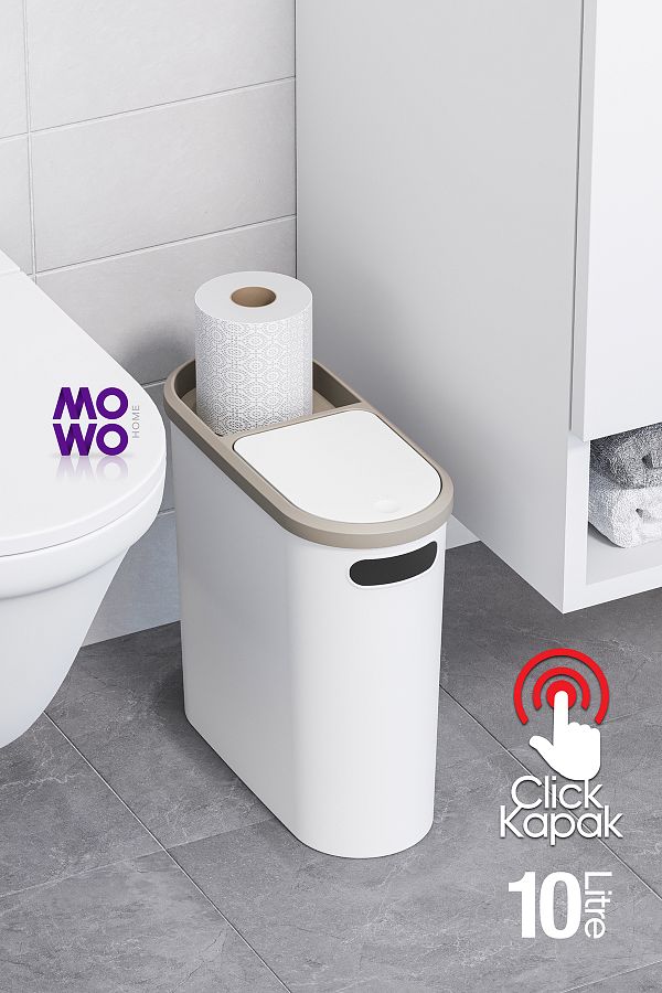 Mowo Home-Coș de gunoi Click 10 Lt alb, bucătărie, baie, toaletă 1
