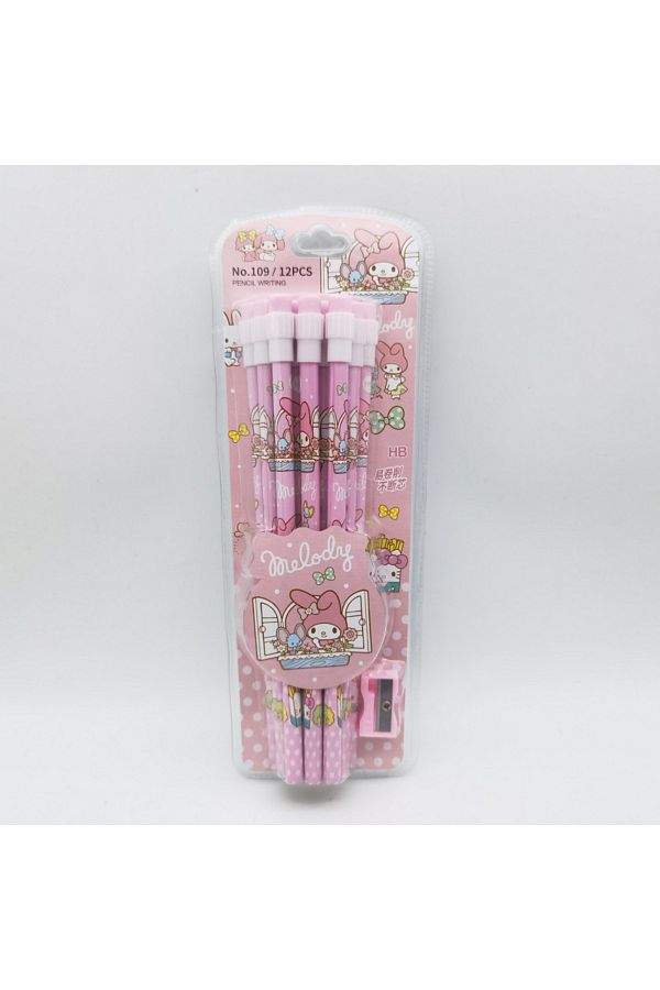 Miniso-Hb 2 Sanrio Kuromi Cinnamoroll 12pcs Kawaii Cartoon Hb Pencils 12 Pencils 1 Pencil Roller Stationery 1
