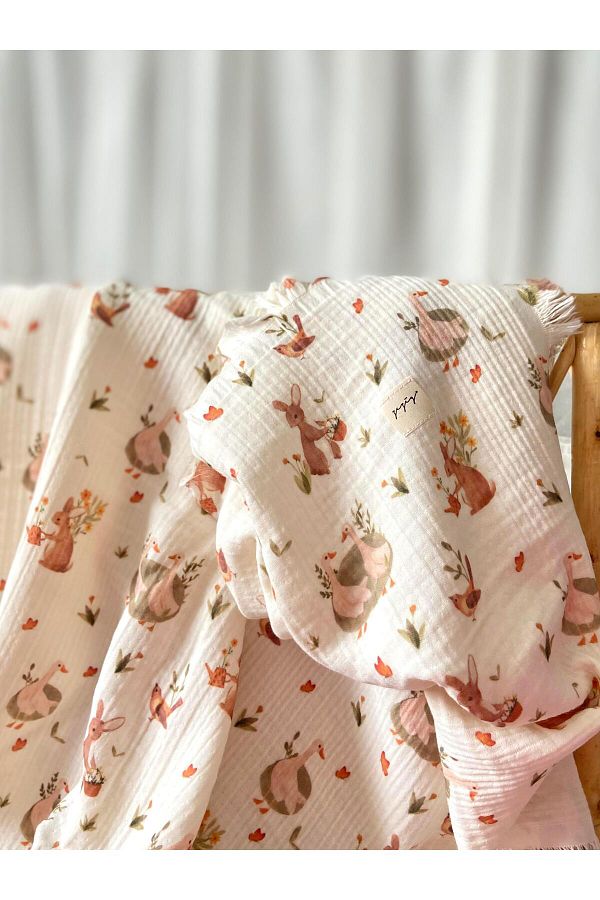 Zezig-Sweet Friends 4 Layer Multi-Purpose Muslin Blanket 1.10 X 1.20 1