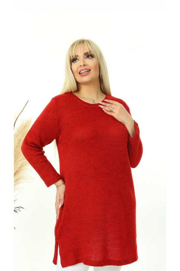 LİKRA-Women's Plus Size Knitwear Tunic 1