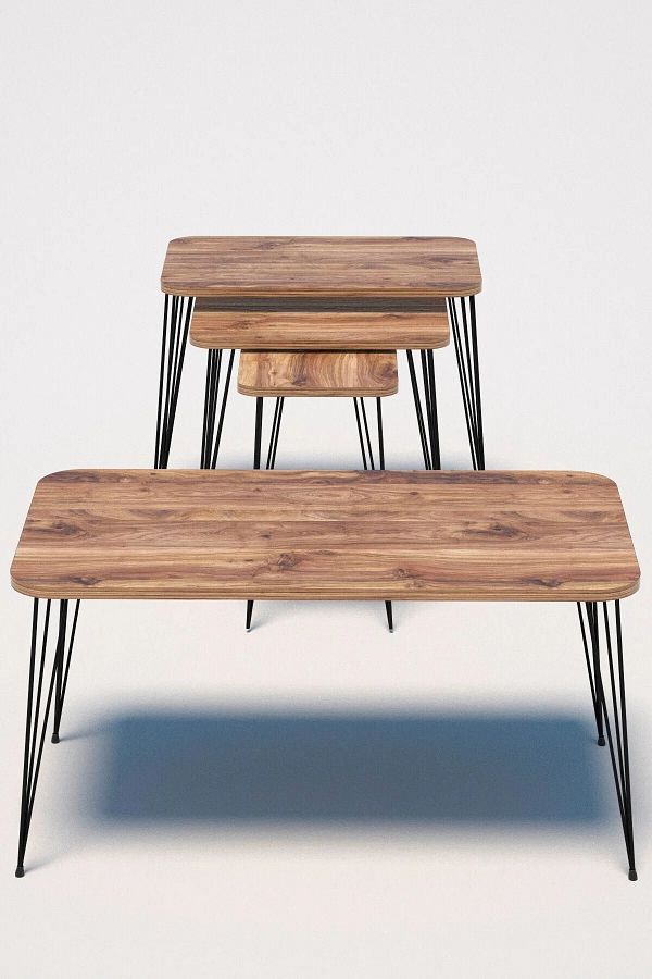 GOLDFALEZ-Modern Nesting Coffee Table Set Brown 1