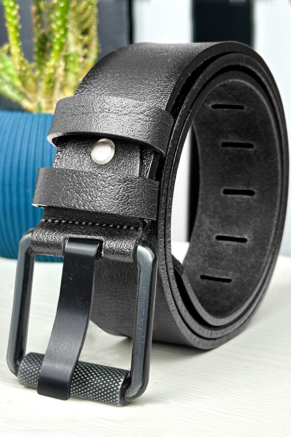 debbah Custom Made Genuine Leather Men Jeans Belt Black Pipe