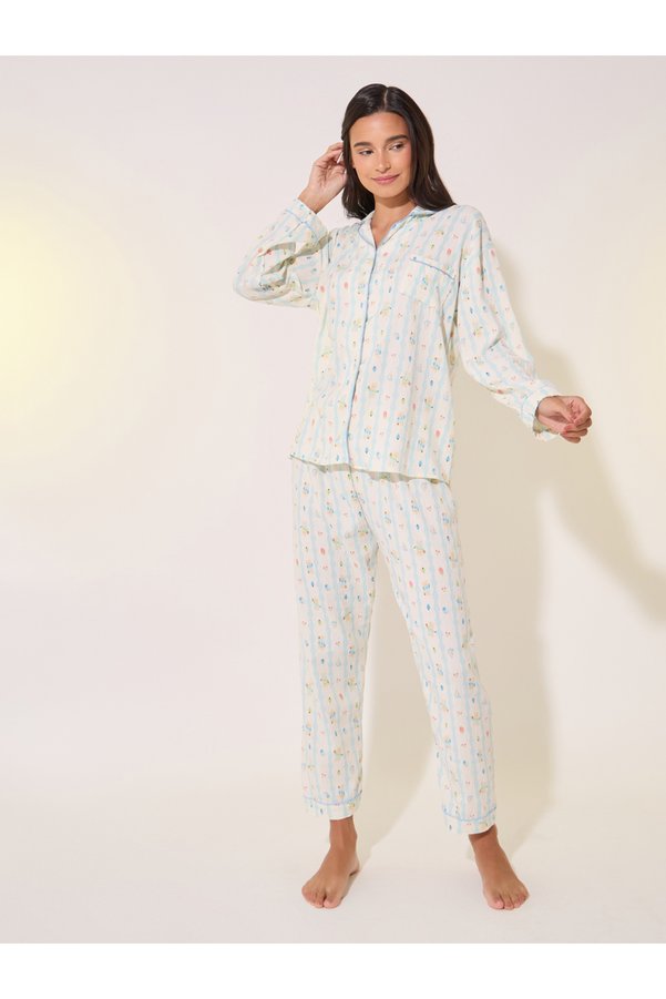 Styli Printed Long Sleeve Shirt and Pyjama Set