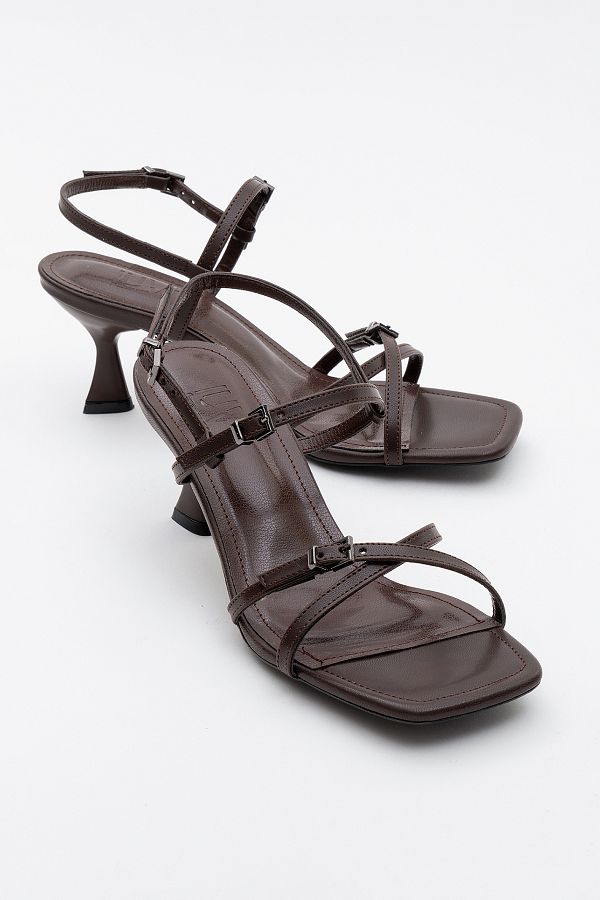 LuviShoes-Дамски сандали на ток NEBEL Brown Skin 1