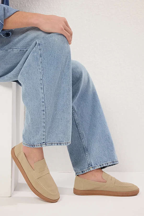 TRENDYOL SHOES-حذاء لوفر رجالي بيج TAKSS25LA00019 1