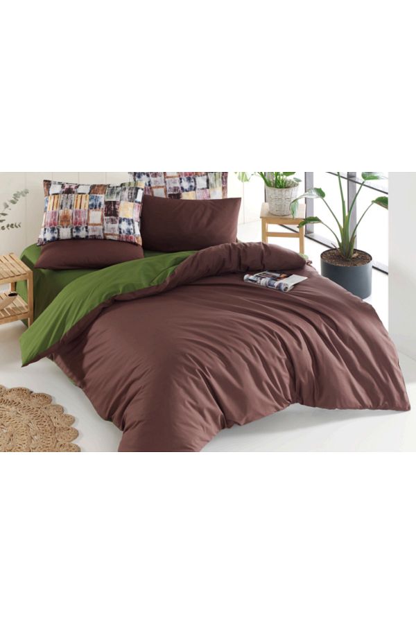 The Fabric-Flamingo Flat Shapes Double Sided Ranforce Double Duvet Cover Set 1