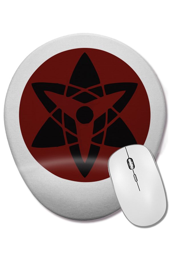 BASKI DÜNYASI-Mangekyou Sharingan Sasuke Oval Mouse Pad with Wrist Support 1