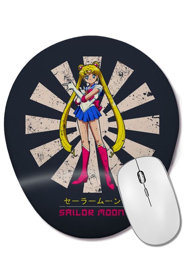 BASKI DÜNYASI-Sailor Moon Retro Japanese Oval Mouse Pad with Wrist Support 1