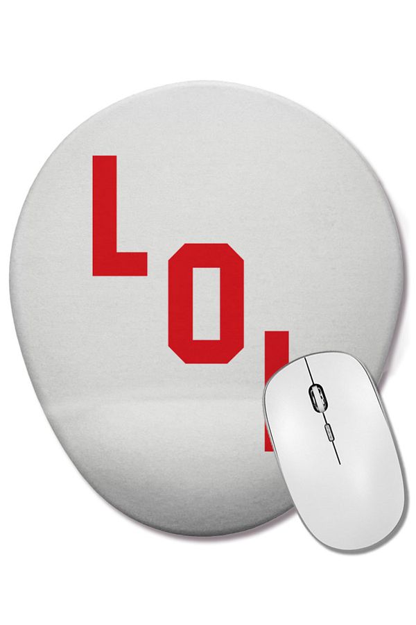BASKI DÜNYASI-Lol Red Digital Font Oval Mouse Pad with Wrist Support 1