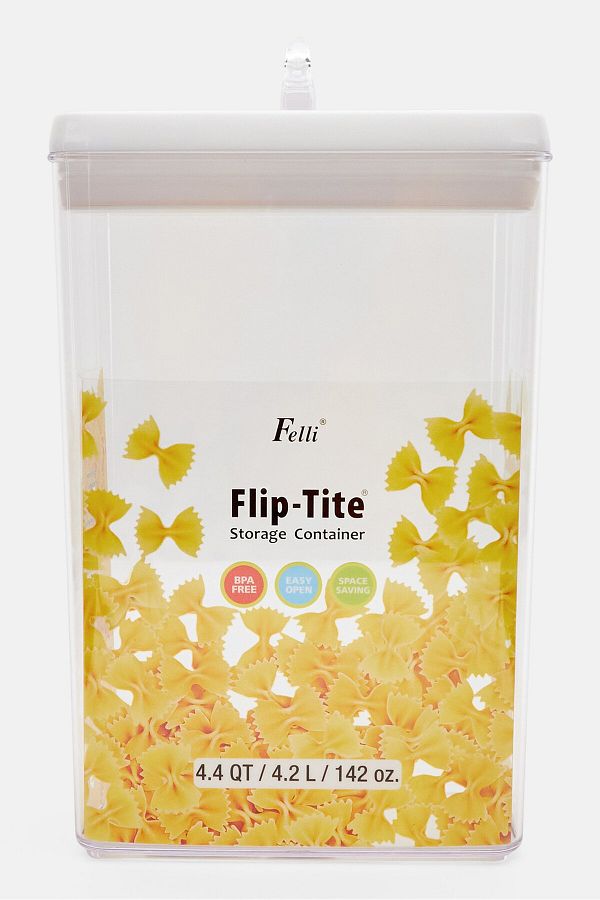 Felli-Rectangle Flip Tite Storage Container 4200ml, Transparent/white 1