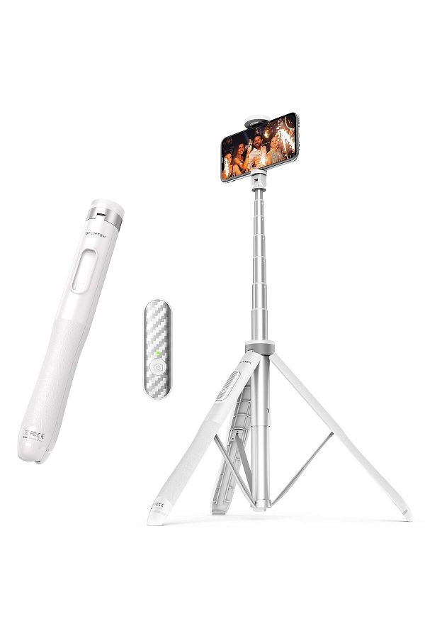 ATUMTEK-51 Selfie Stick Tripod, Extendable with Bluetooth Remote, 360° Rotation for iPhone & Android, White 1