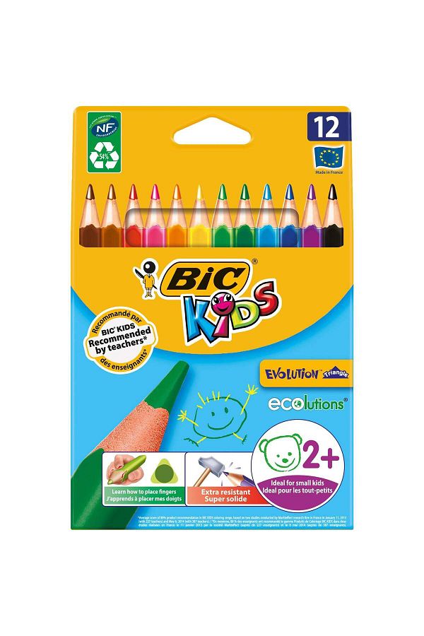 Bic-Evolution Triangular Jumbo Crayons 12 Colors 1632 1