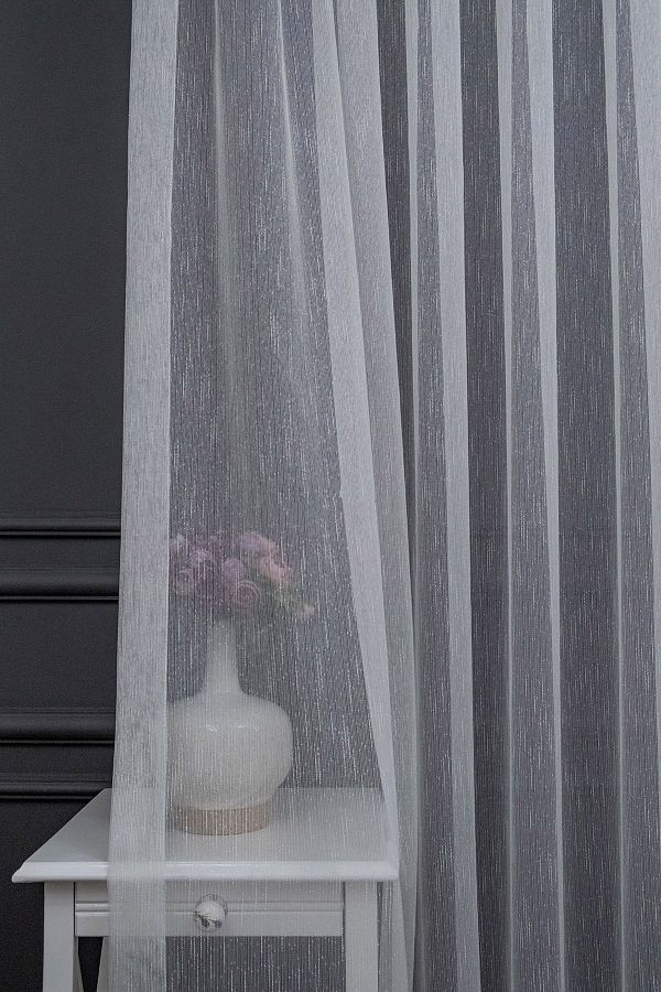 farbateks-Snowy Linen Donati Style Design Tulle 1e3 Layer Tight Pleated Tulle Curtain 1