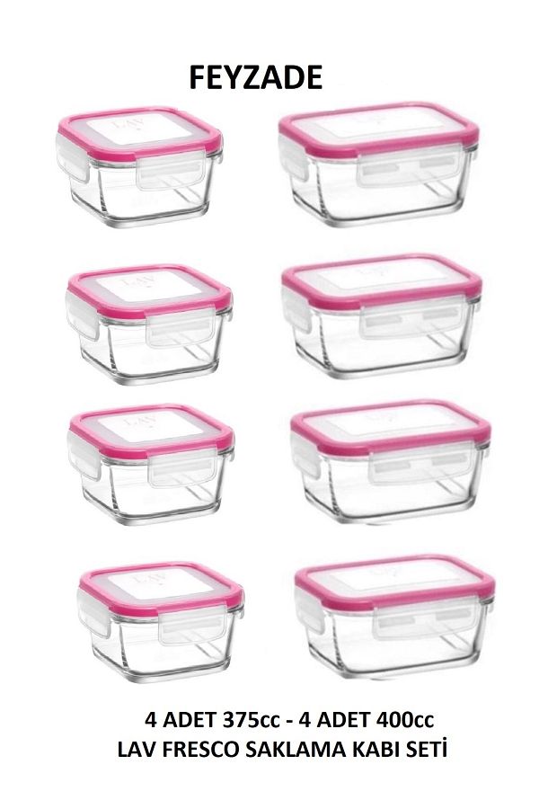LAV-Feyzade Fresco Storage Container Set - 400Cc Rectangular and Square 375Cc 1