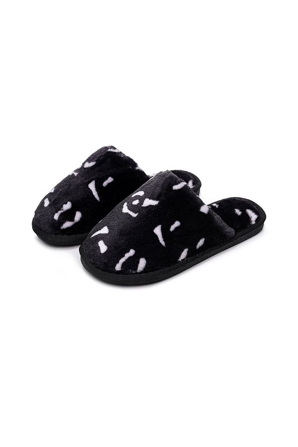 Kosmos Kids-Papuci pufosi Animal Print Negri 1