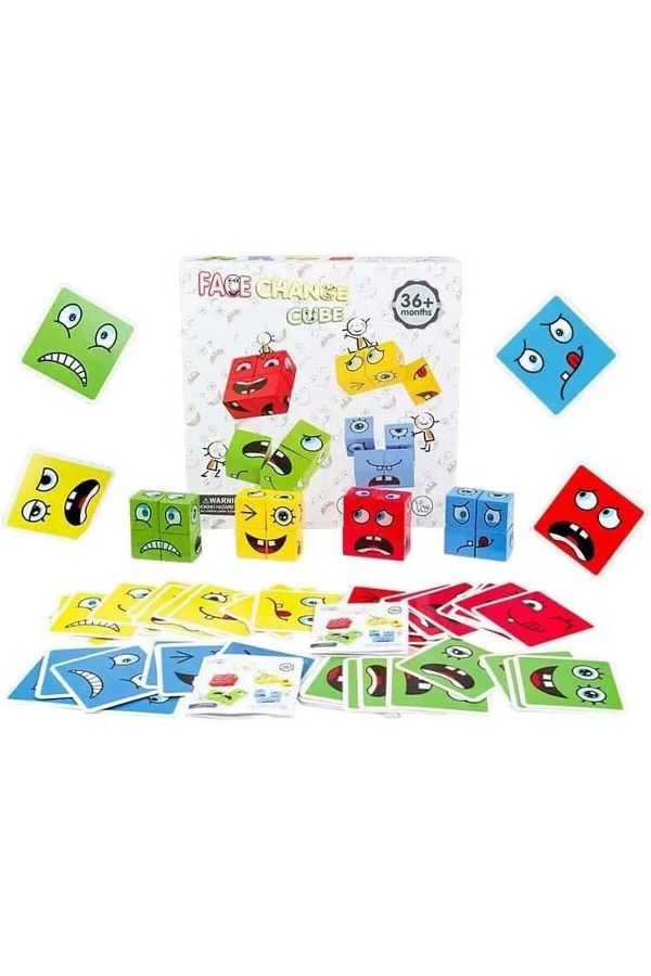 Micostore-Facial Expressions Game, Educational, Expressing Emotions With 64 Cards And 16 Cubes, Rubik's Cube 1