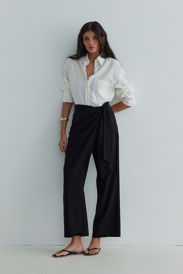 Suud Collection-Черни ленени панталони Alia 1