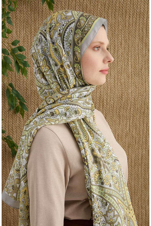 Fatma Atasoy-Hera Yellow Ethnic Pattern Shawl 1