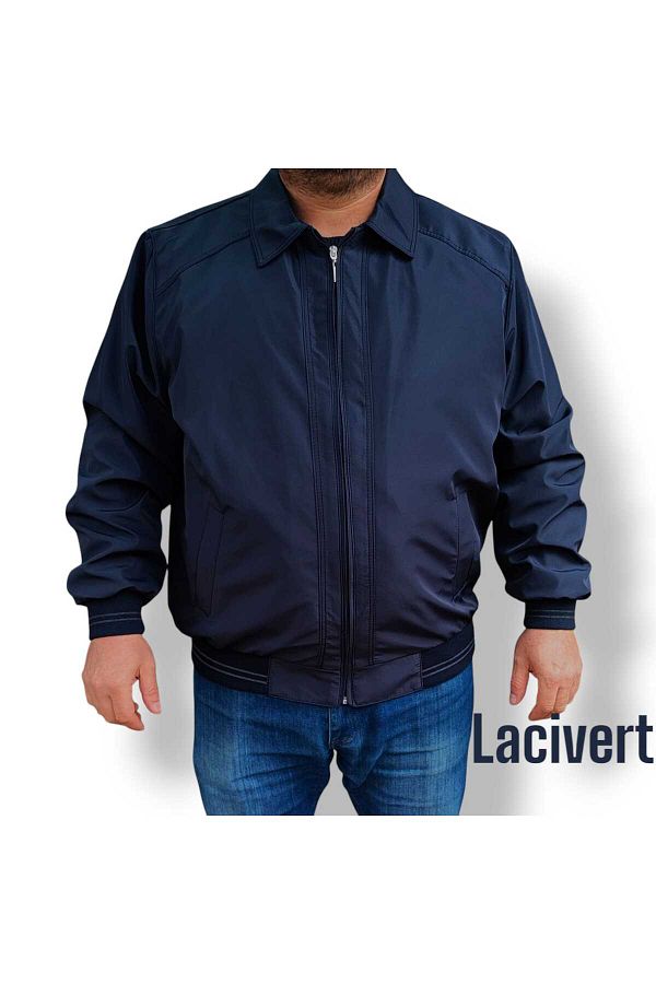 Ünal Giyim-Large Size Seasonal Dad Coat with Collar, Sleeve and Waist Part with Elastic 1