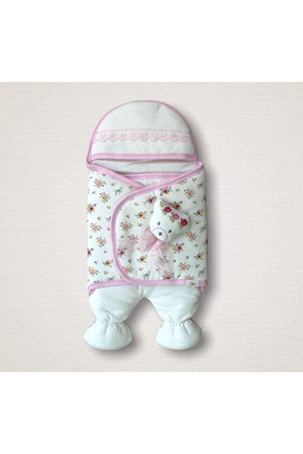 Tomuycuk Kız Bebek Dış Kundak Battaniyesi Ayıcıklı Kız Bebek Kundağı Hastane Çıkışı Kundak Battaniye