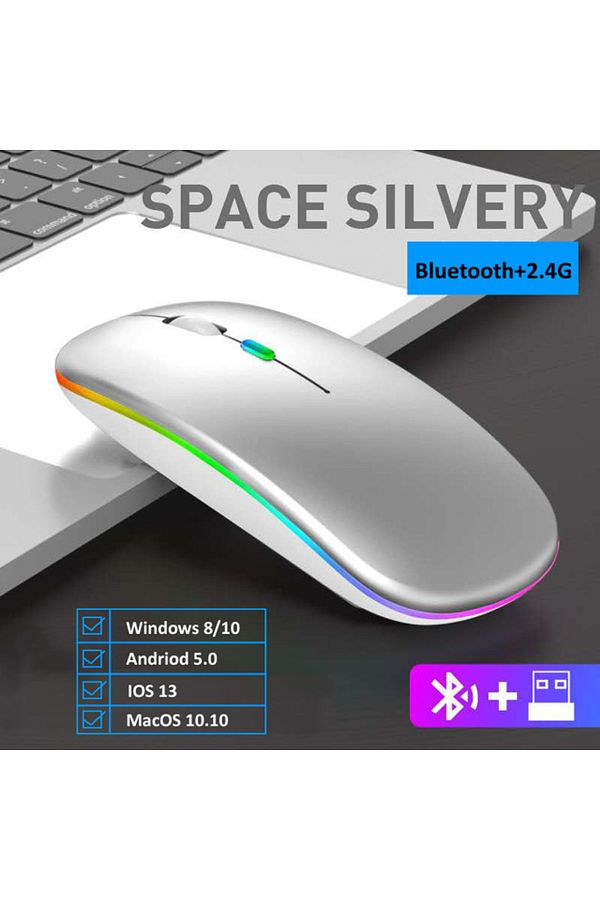 congdi-Dual Mode-sliver Led Wireless Mouse Usb Rechargeable Bluetooth-compatible Rgb Mouse Silent Ergonomic 1