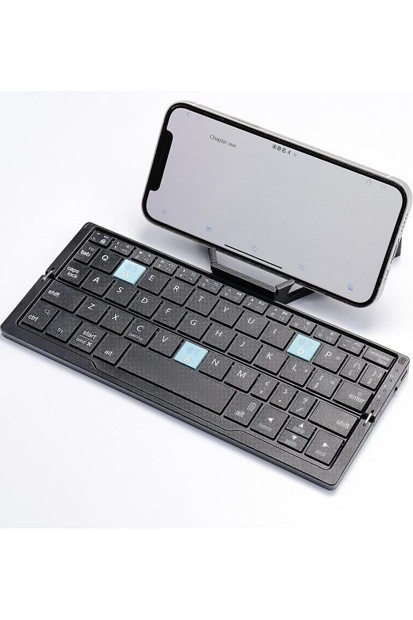 Choice-Black English Foldable Bluetooth Keyboard with Magnetic Stand Aluminum Alloy Mini Folding Keyboard R 1