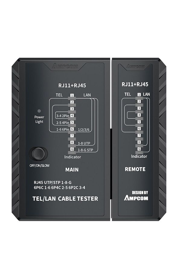 Choice-جهاز اختبار كابل الشبكة AMPCOM باللون الأسود، كابل شبكة CAT5E CAT6 CAT6A CAT7 RJ45 LAN 8P8C POE RJ11 Tel 1