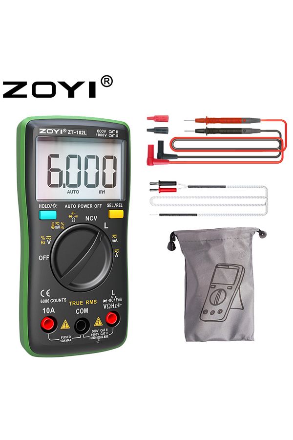ZOYI-ZT-102L ZOYI ZT-102L Inductance Meter Multimeter Tester T-RMS 6000 Count 60H LCR Meter AC DC Ampere 1