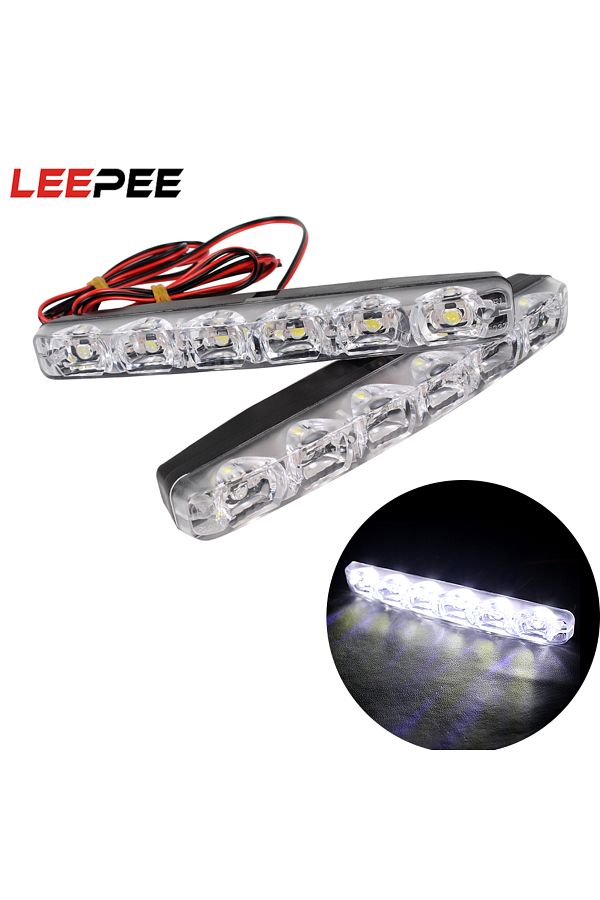 LEEPEE-1 Pair Drl Led Car Daytime Running Lights 6 Leds Dc 12v Auto Fog Light Driving Lamps Car-s... 1