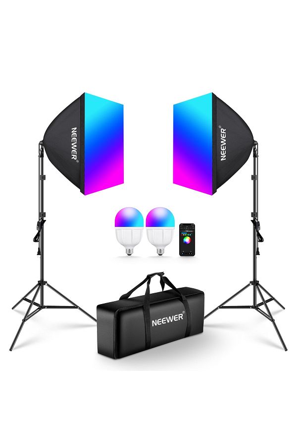 NEEWER-Kit 2 softbox Neewer, becuri LED RGB 26W, trepiezi 200 cm, geanta transport, control prin aplicatie 1