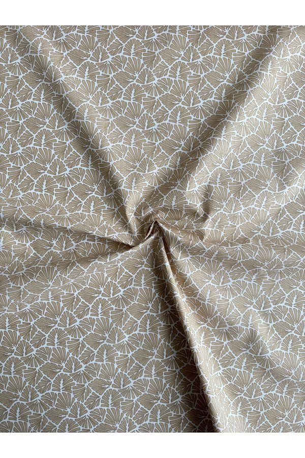 Niks Home-100% Cotton Patterned Poplin Fabric - Cream Leaves - Width: 160cm 1