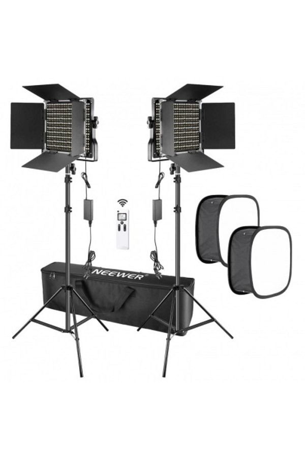 NEEWER-Kit 2 Neewer Bi Color 660 LED Panels, 2 softbox diffusers, remote control + large carrying bag 1