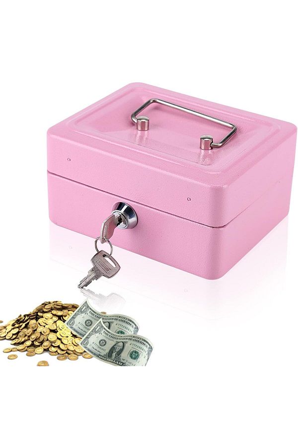 erorex-Mini Cash Box Fireproof Waterproof Box With Key Lock Metal Security Box With 2 Key Metal Small 1
