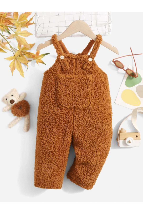nurbeli-X Silk Atlas Girl Boy Baby and Child Plush Salopet Jumpsuit 1