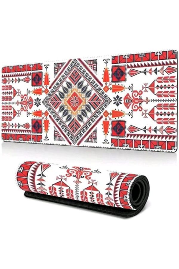 erorex-Geometric Pattern Extended Mouse Pad Xl 80 X 30 Cm Anti Slip Rubber Base Stitched Edges Suitable 1