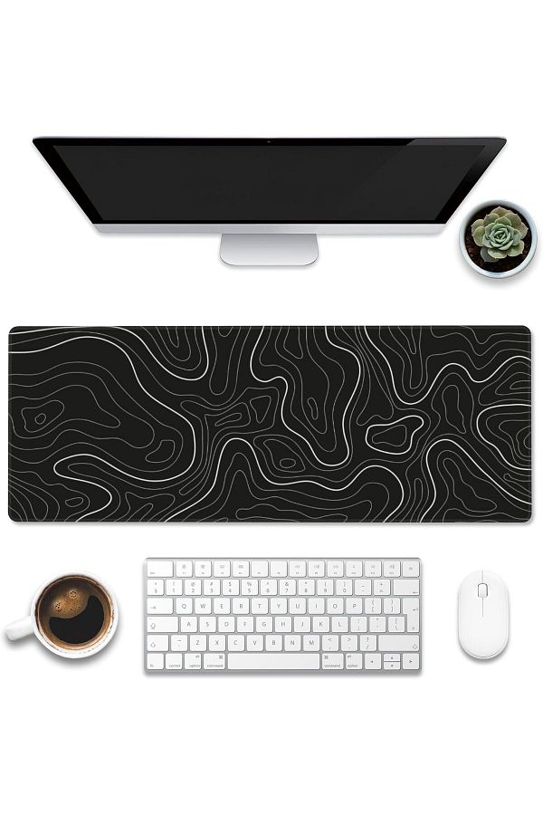 erorex-Super Smooth Fabric Minimalist Desk Mat Topographic Pattern Gaming Mouse Pad Large Desk Pad With 1